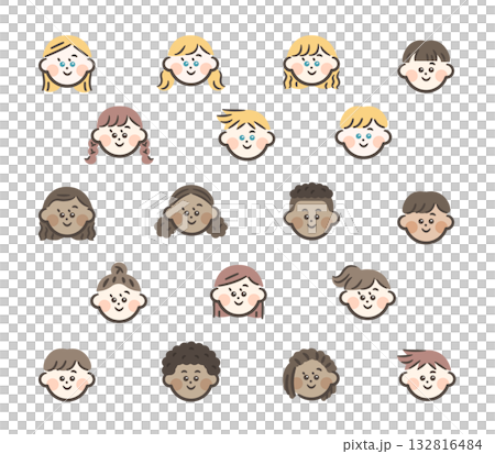 世界の子供たちアイコンセット 132816484