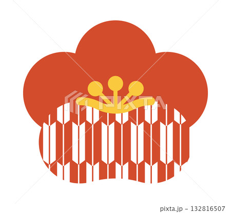 矢絣パターンのおしゃれな梅の花のイラスト素材 132816507