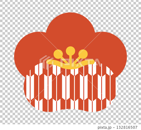矢絣パターンのおしゃれな梅の花のイラスト素材 132816507
