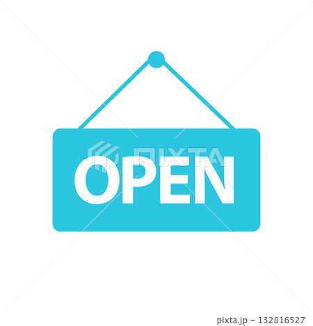 Simple sign open. Isolated on white background. 132816527