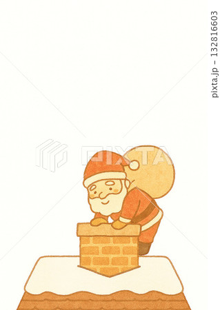 煙突から入ろうとするサンタクロースのクリスマスイラスト 132816603