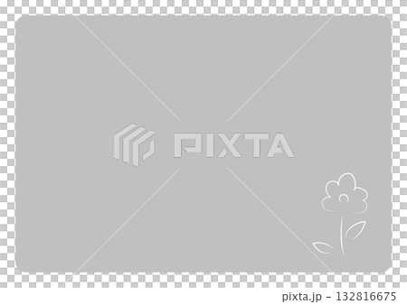 シンプルで優しい手描きの花とグレーのカード背景 132816675