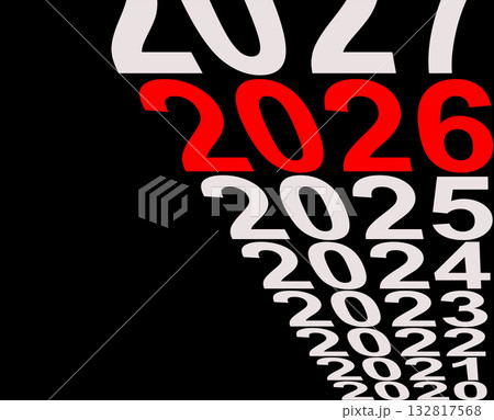 red 2026 number on abstract black and white timeline. Modern typography design symbolizing red 2026 number on abstract black and white timeline. Modern typography design symbolizing 132817568
