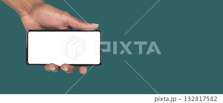 Smartphone display mockup in a hand, perfect for creative promotion, online advertising or UX Smartphone display mockup in a hand, perfect for creative promotion, online advertising or UX 132817582