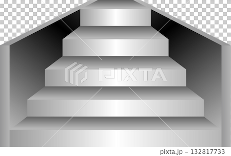 A simple, three-dimensional illustration of an upward staircase seen from the front 132817733