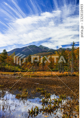 どじょう池の紅葉と乗鞍岳 132818493