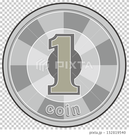 1 yen coin surface (concentrated line design) 132819540