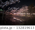 水面に映る夜桜 132819613