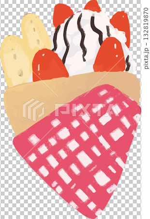いちごバナナクレープのイラスト 132819870