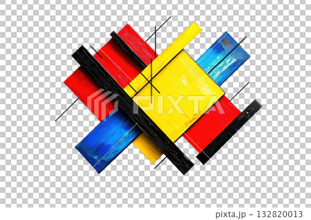 A vibrant arrangement of geometric shapes in red, yellow, blue, and black, creating a striking visual composition. A vibrant arrangement of geometric shapes in red, yellow, blue, and black, creating a striking visual composition. 132820013