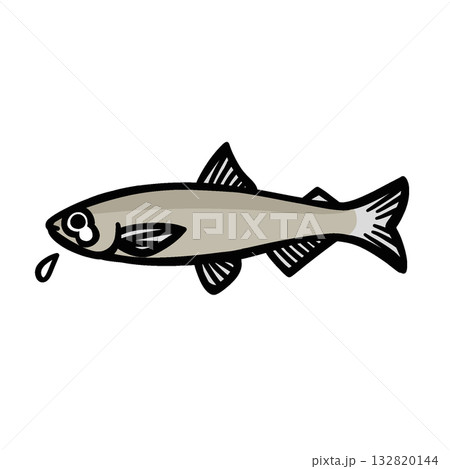 シンプルな悲しむわかさぎのイラスト 132820144