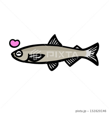 シンプルな喜ぶわかさぎのイラスト 132820146