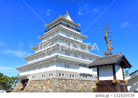 【長崎県】快晴の島原城天守閣と時計台 【長崎県】快晴の島原城天守閣と時計台 132820539