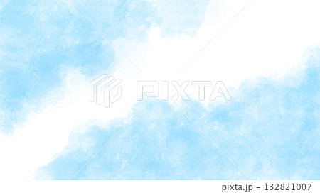 水色の水彩絵の具が優しく滲む背景イラスト 132821007