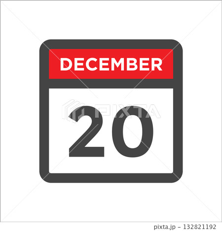 December 20 calendar icon with day of month December 20 calendar icon with day of month 132821192