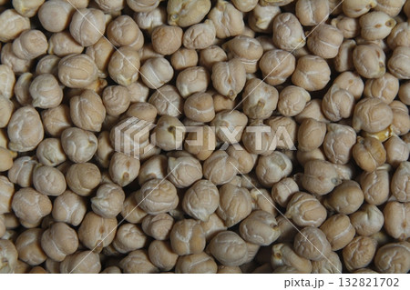 Background of chick-peas close up. Flat lay. 132821702