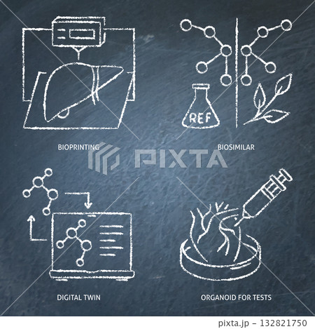 Innovative medicine techniques chalkboard icon set 132821750