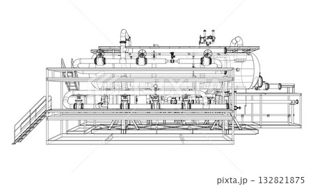 Industrial Equipment Blueprint. Vector Industrial Equipment Blueprint. Vector 132821875