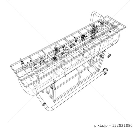 Industrial Machine Blueprint. Vector Industrial Machine Blueprint. Vector 132821886
