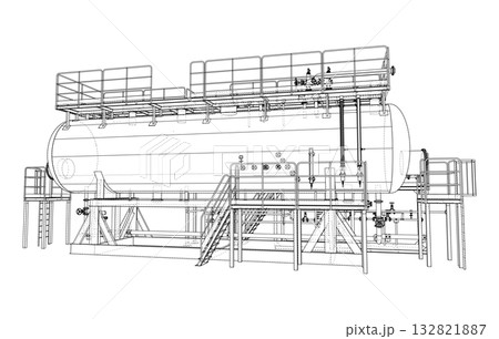 Industrial Tank Blueprint. Vector 132821887
