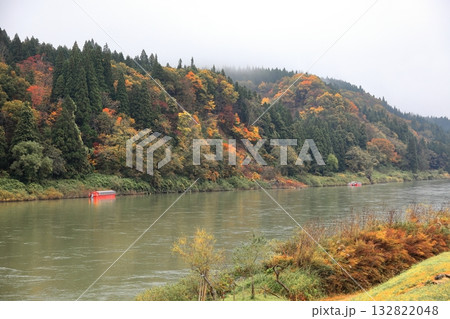 最上川舟下り 紅葉 132822048