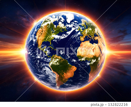 Space, the globe is glowing. 132822216