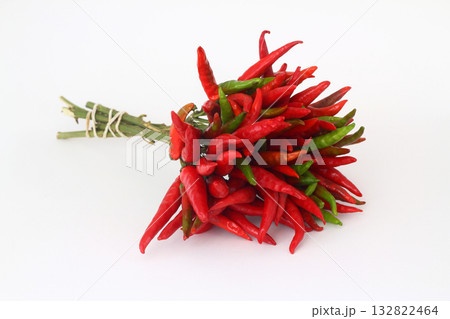 Bunch of fresh small red pepper isolated on white background 132822464