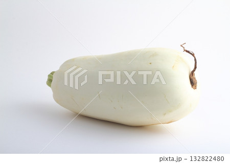 Butternut squash isolated on white background. One whole sweet pumpkin (Cucurbita moschata), single winter squash 132822480