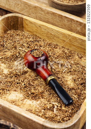 Old wooden tobacco pipe. Old wooden tobacco pipe. 132822509