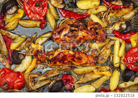 Homemade chicken skewers. Homemade chicken skewers. 132822518
