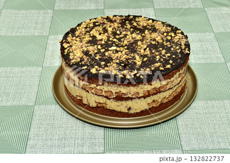 Cake baked at home in the oven. 132822737