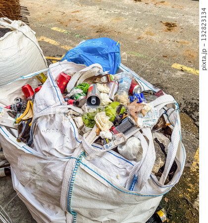 Bag Filled with Mixed Construction Waste Recycling and Environmental Concept 132823134