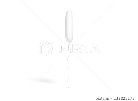 Blank white long balloon flying mockup, transparent background, png,  front view, 3d rendering. Empty inflated mylar decoration balloons mock up, cut out.  132823175
