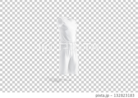 Blank white basketball uniform mock up, transparent background, png, 3d rendering. Empty professional costume for gym or sporty training mockup, cut out.  132823183