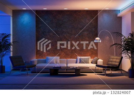 High-End Luxury Living Room with Abstract Agate Wall Panel High-End Luxury Living Room with Abstract Agate Wall Panel 132824007