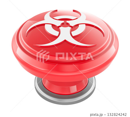 Biohazard emergency, red button. 3D rendering 132824242