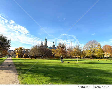 Picturesque fall view of Rosenborg Castle in Kings Garden, Copenhagen, Denmark Picturesque fall view of Rosenborg Castle in Kings Garden, Copenhagen, Denmark 132824592