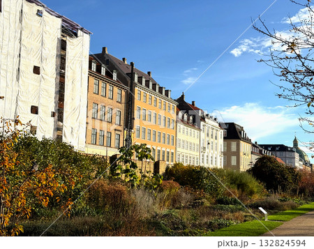 Autumn scene with colorful buildings in Kings Garden, Copenhagen, Denmark 132824594