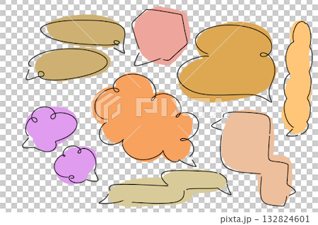 Hand-drawn colorful speech bubble set, autumn style, calm colors Hand-drawn colorful speech bubble set, autumn style, calm colors 132824601
