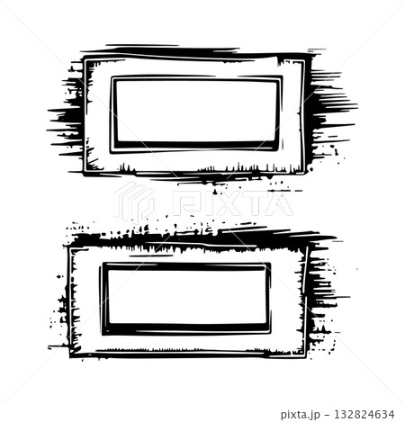 Simple sketch of empty rectangular frames with rough edges and artistic shading in black and white Simple sketch of empty rectangular frames with rough edges and artistic shading in black and white 132824634