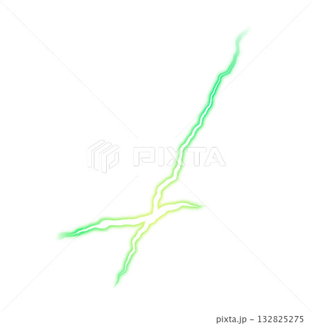 透明背景の緑色の稲妻 132825275