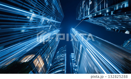 光のラインが走る未来都市 光のラインが走る未来都市 132825288