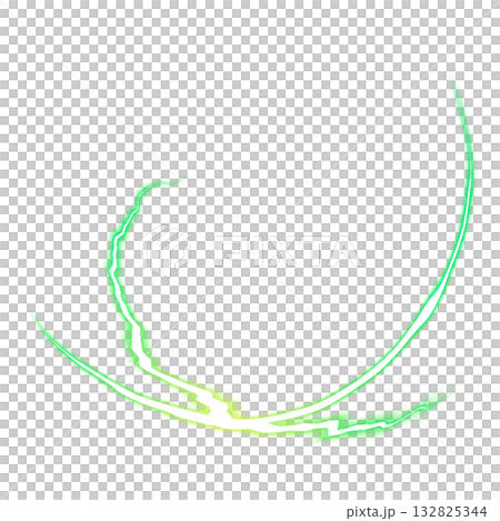 透明背景上的綠色弧形閃電 透明背景上的綠色弧形閃電 132825344