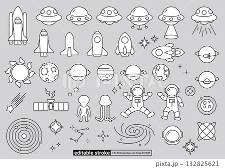 宇宙・天文 アイコンセット(編集可能なストローク) 宇宙・天文 アイコンセット(編集可能なストローク) 132825621