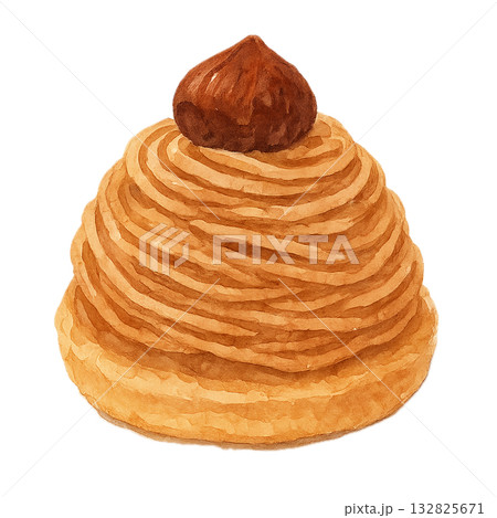 【背景透過】秋の味覚モンブランの水彩画イラスト 132825671