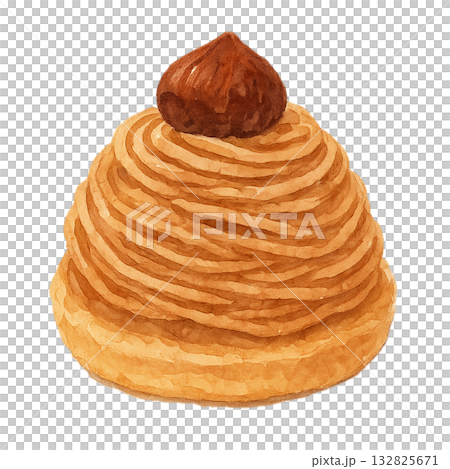 【背景透過】秋の味覚モンブランの水彩画イラスト 132825671