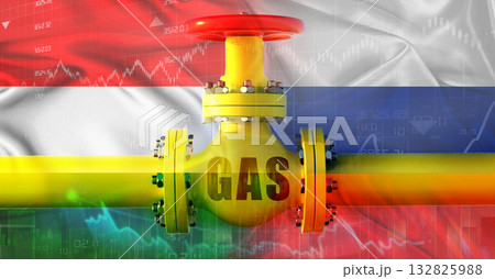 Russian gas export pipeline to Hungary. Gas exports from Russia to Hungary on financial chart 132825988