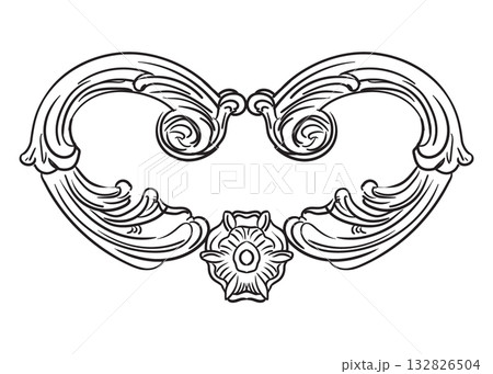 Vector engraved oval shape frame baroque design element Vector engraved oval shape frame baroque design element 132826504