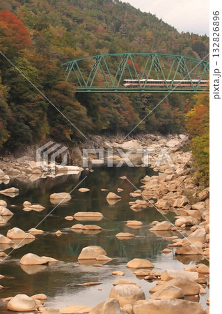 紅葉に染まる木曽路を疾走する383系特急ワイビューしなの号_2025/11/2撮影 紅葉に染まる木曽路を疾走する383系特急ワイビューしなの号_2025/11/2撮影 132826896