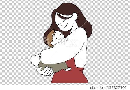 優しく赤ちゃんを抱く母親のイラスト 優しく赤ちゃんを抱く母親のイラスト 132827102